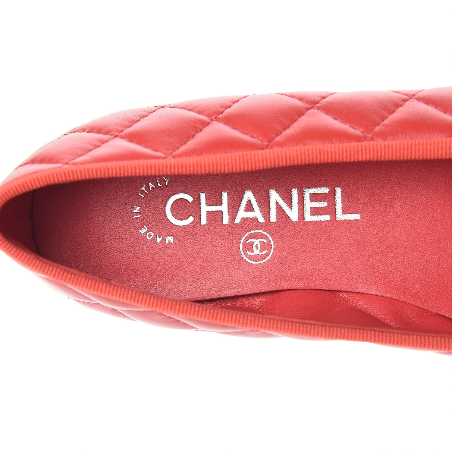 Chanel Lambskin Quilted CC Cap Toe Ballerina Flats 35.5 Light Red 6 of 8