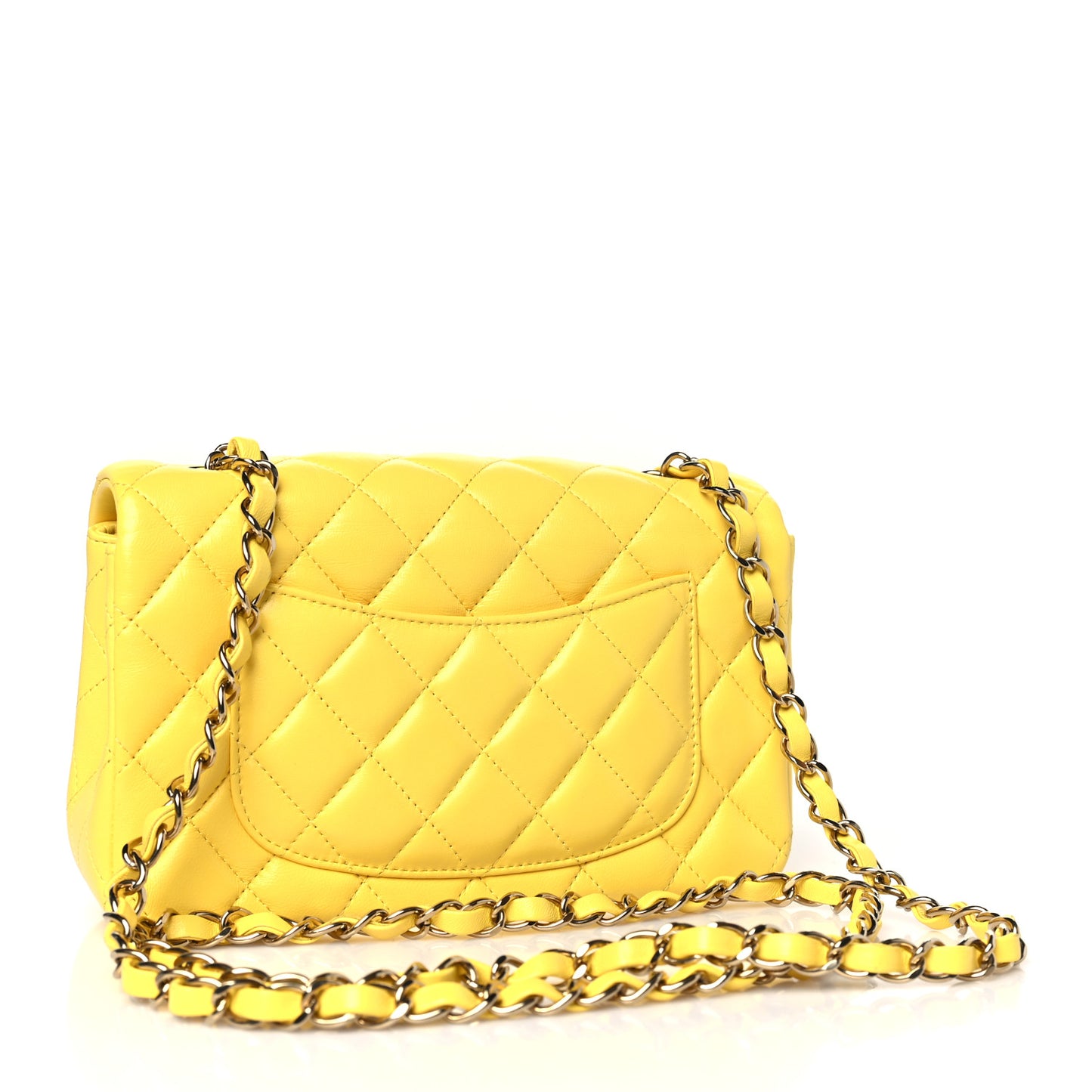 Lambskin Quilted Mini Rectangular Flap Yellow