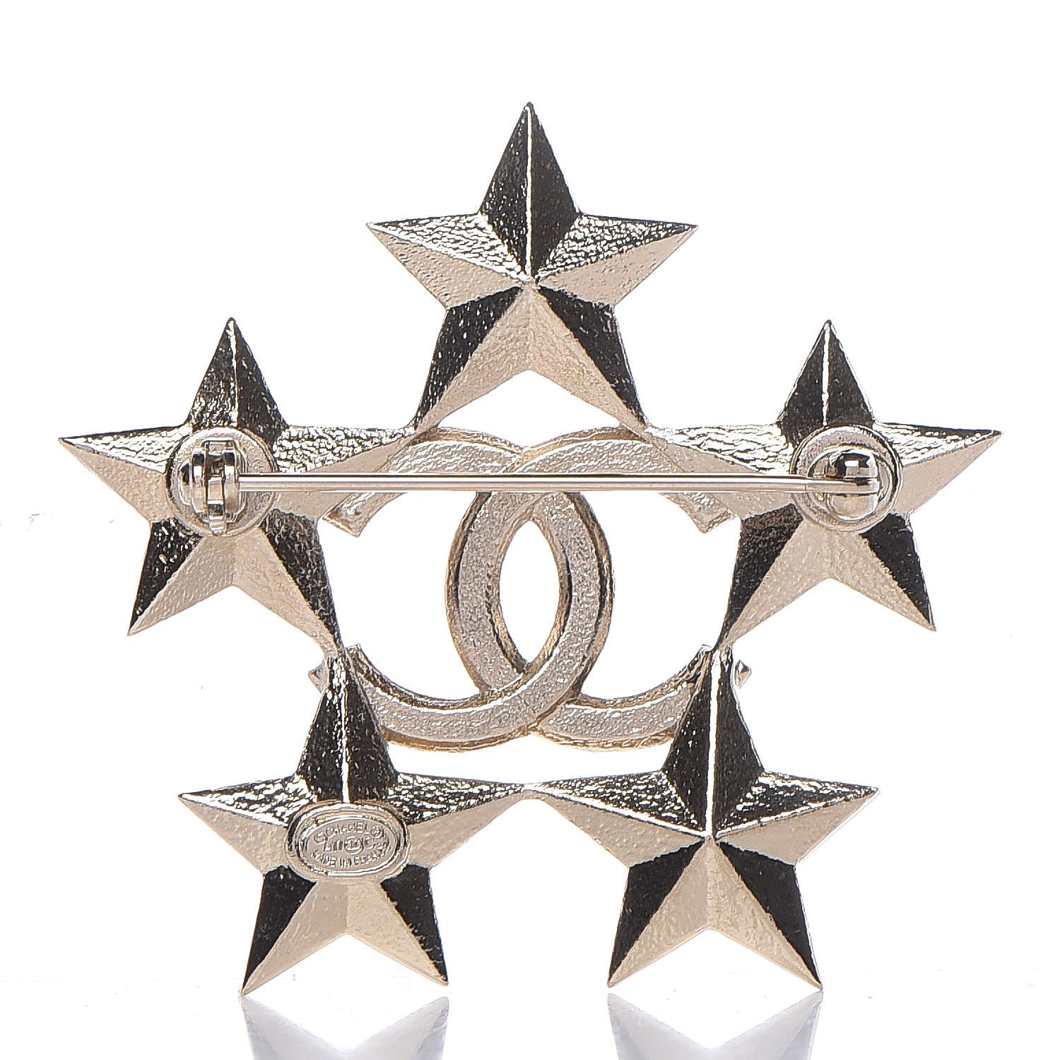 Chanel Baguette Crystal CC Star Brooch Gold 3 of 5