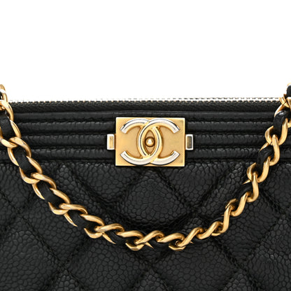 Chanel Caviar Quilted Small Boy Clutch With Chain Black 11 of 15