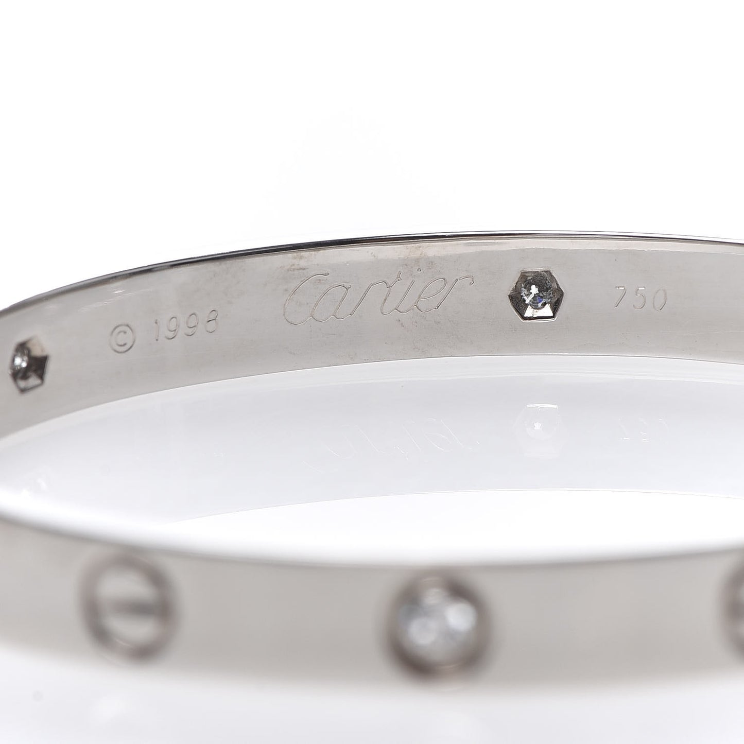 18K White Gold 6 Diamond LOVE Bracelet 16