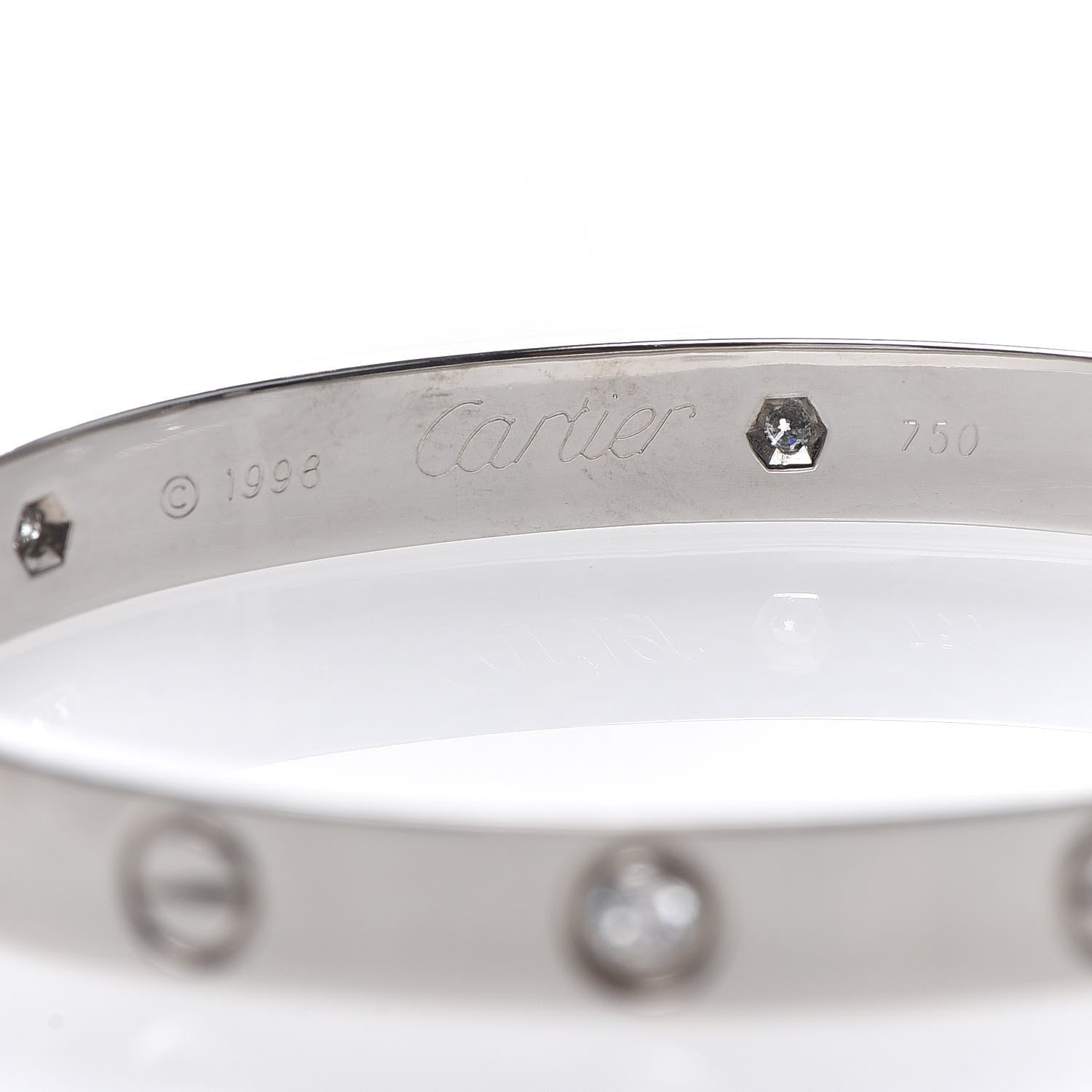 Cartier 18K White Gold 6 Diamond LOVE Bracelet 16 5 of 7