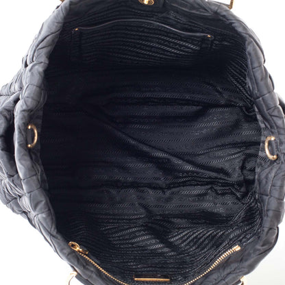 Prada Tessuto Nylon Chevron Quilted Tote Black 9 of 9