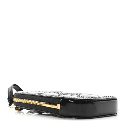 Christian Dior Patent Cannage Lady Dior Phone Holder Black 4 of 9