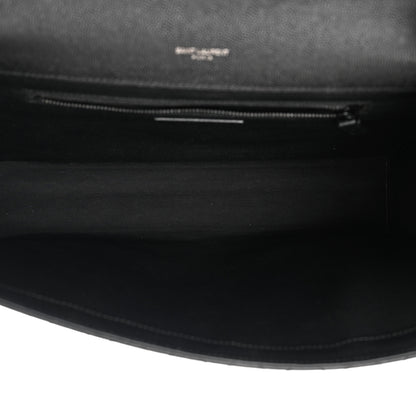 Saint Laurent Grain De Poudre Textured Mixed Matelasse Large Triquilt Monogram Monochrome Satchel Black 5 of 13