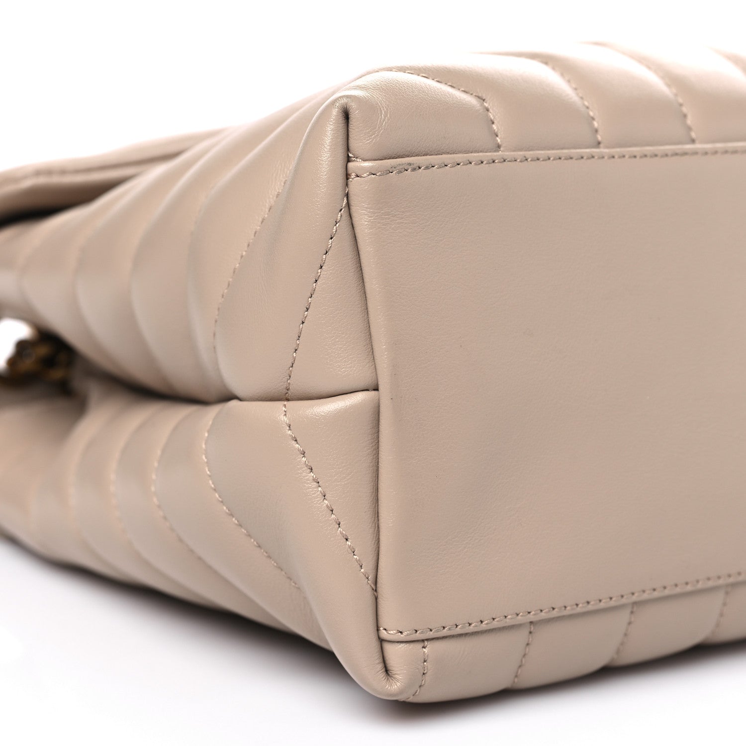 Saint Laurent Calfskin Y Quilted Monogram Medium Loulou Chain Satchel Dark Beige 10 of 11