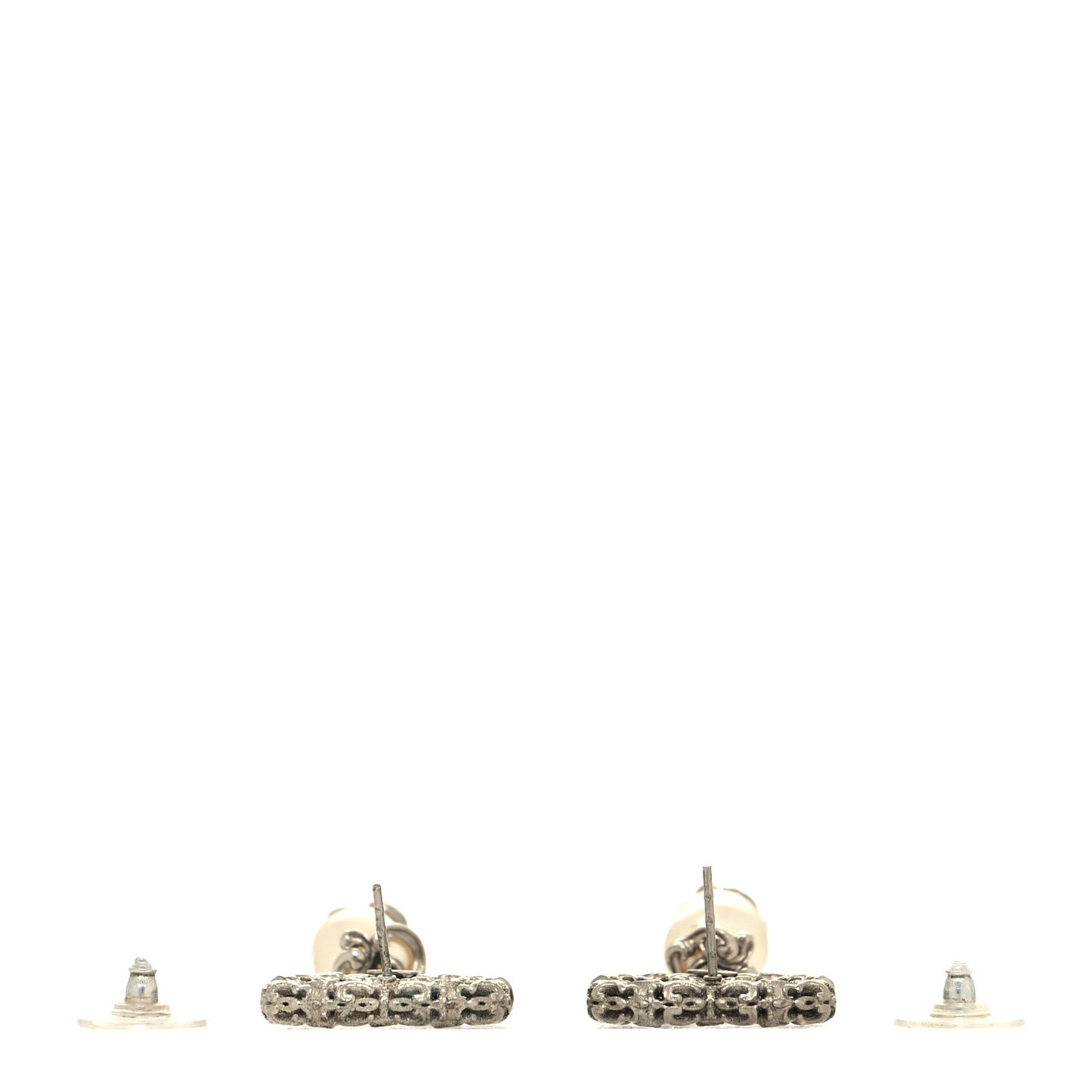 Pearl Textured CC Drop Earrings Silver