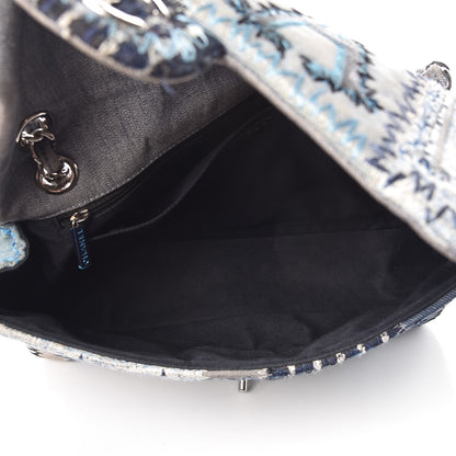 Chanel Denim Tweed Patchwork Jumbo Single Flap Blue 6 of 14