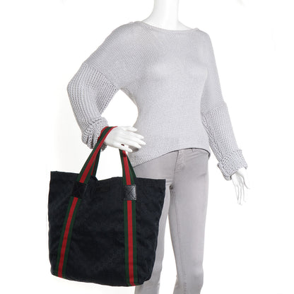 Gucci GG Monogram Medium Web Handle Vertical Tote Black 2 of 8