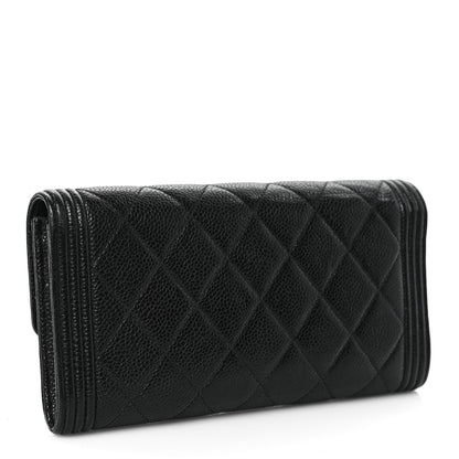 Chanel Caviar Quilted Large Boy Gusset Flap Wallet Black 3 of 9