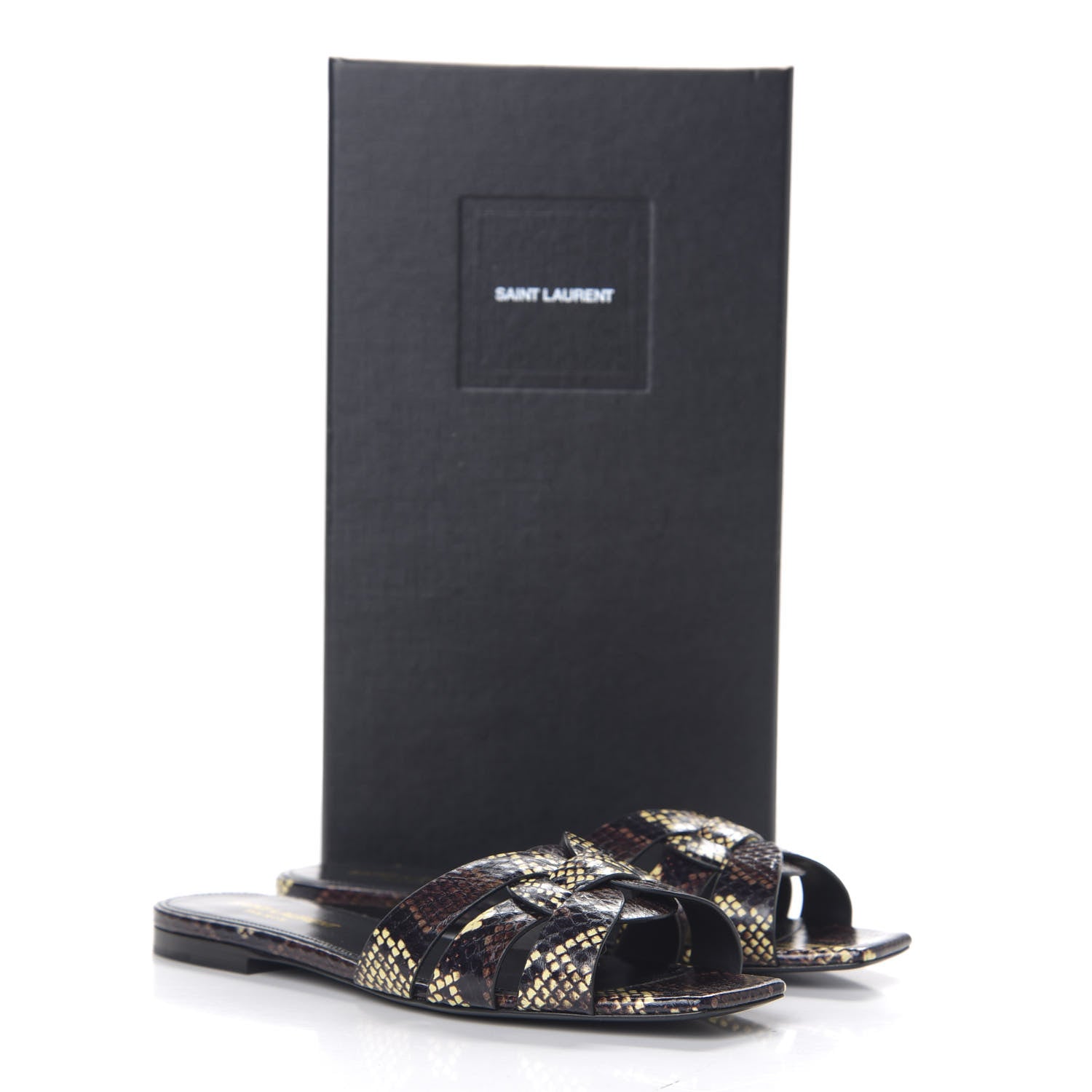 Saint Laurent Snakeskin Tribute 05 Slide Sandals 37.5 Oro 8 of 8