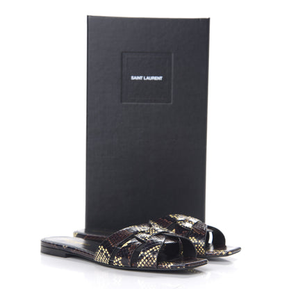 Saint Laurent Snakeskin Tribute 05 Slide Sandals 37.5 Oro 8 of 8