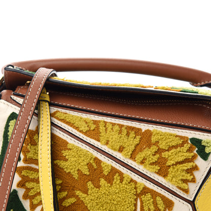 Loewe Calfskin Embroidered Floral Mini Puzzle Bag Tan Yellow 10 of 10