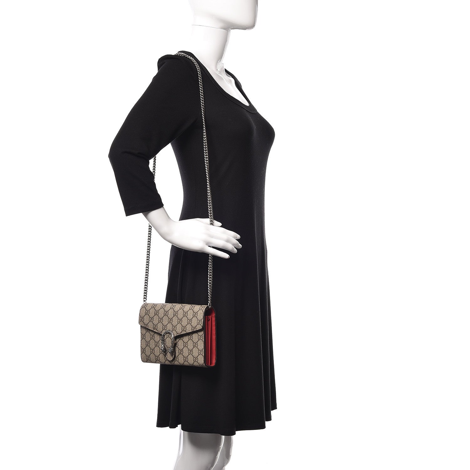 Gucci GG Supreme Monogram Mini Dionysus Chain Wallet Beige Vulcanic Red 2 of 10