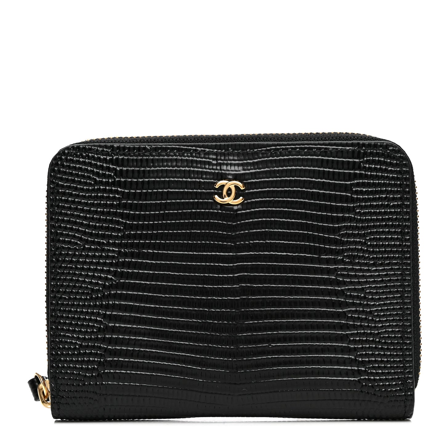 Lizard Embossed Compact Wallet Black