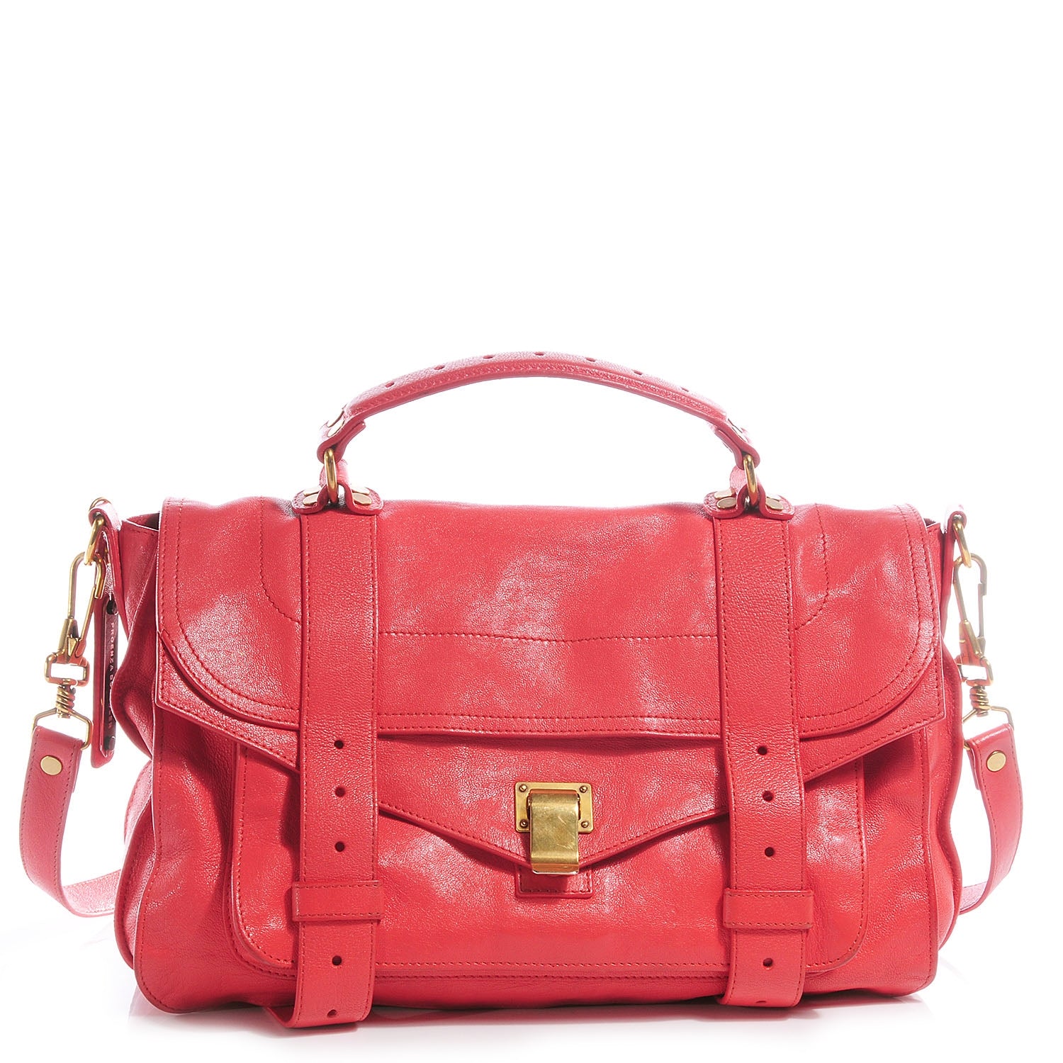 Proenza Schouler Lambskin PS1 Medium Satchel Deep Coral 1 of 12