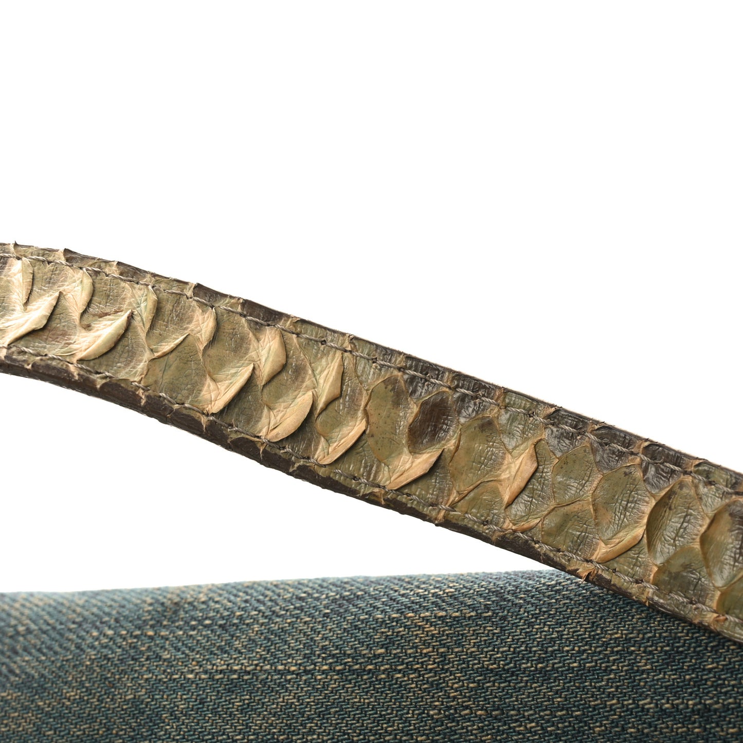 Denim Snakeskin Mama Baguette Blue