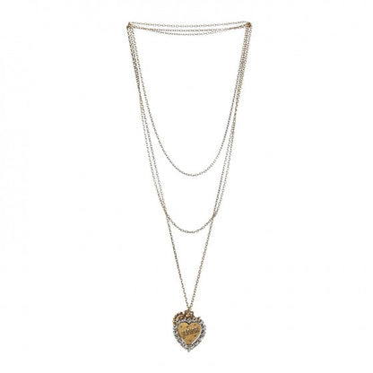 Christian Dior Metal Double Heart J'adior Necklace Aged Gold 4 of 7