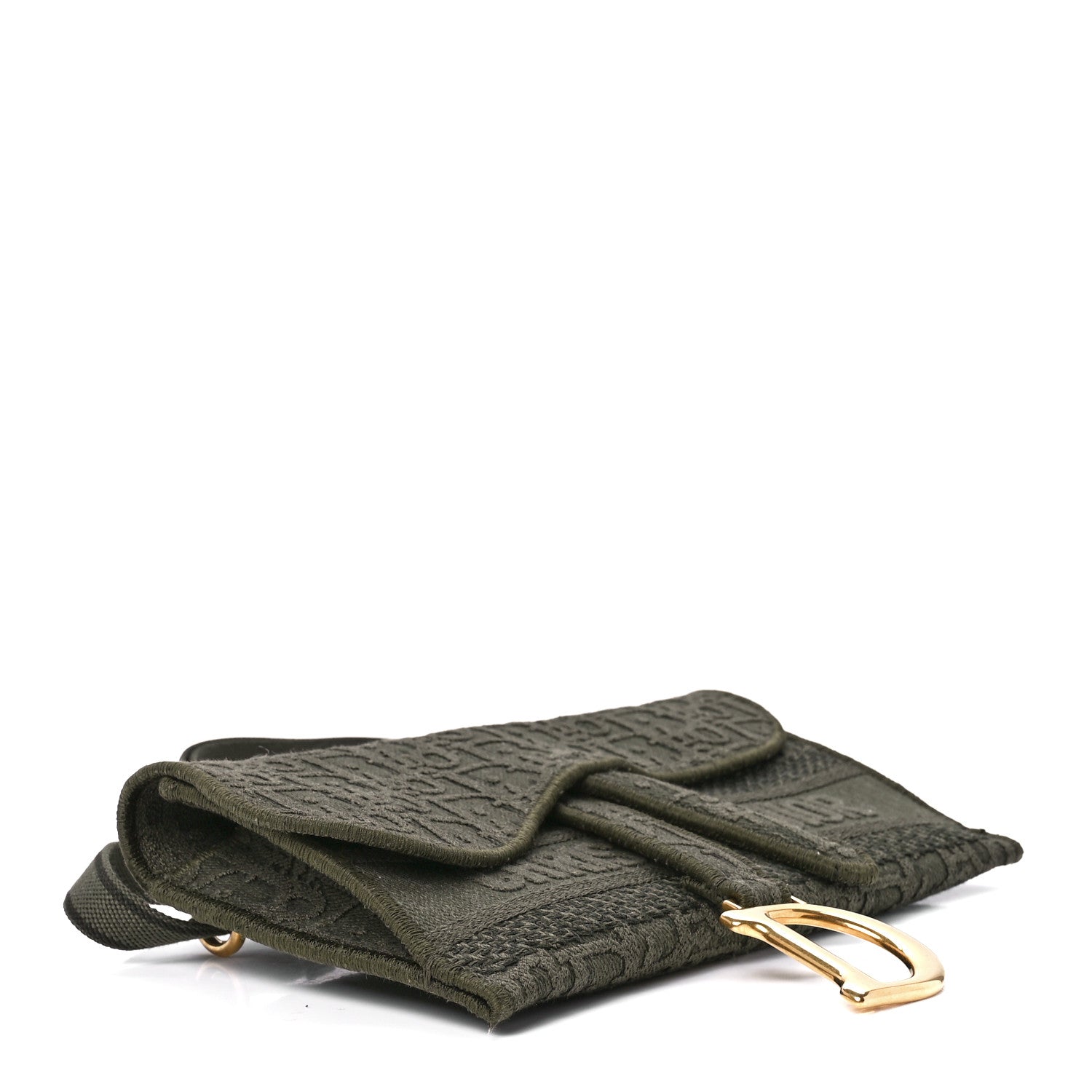 Christian Dior Oblique Embroidered Slim Saddle Pouch Green 4 of 11