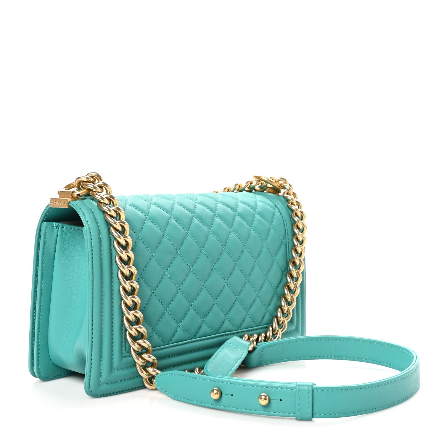 Chanel Calfskin Quilted Medium Boy Flap Turquoise 3 of 11