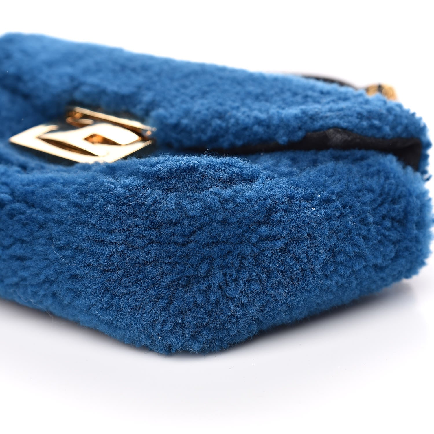 Fendi Shearling Nappa Mini Be Baguette Shoulder Bag Blue Black 9 of 10