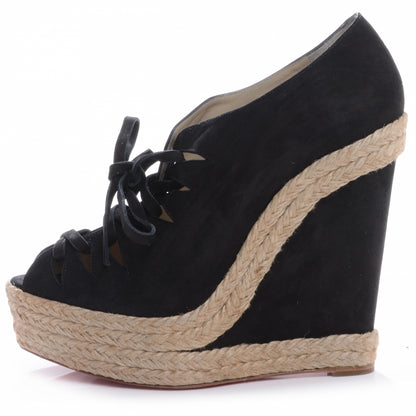 Christian Louboutin Suede Viva Boom 140 Espadrille Booties 39 Black 1 of 8