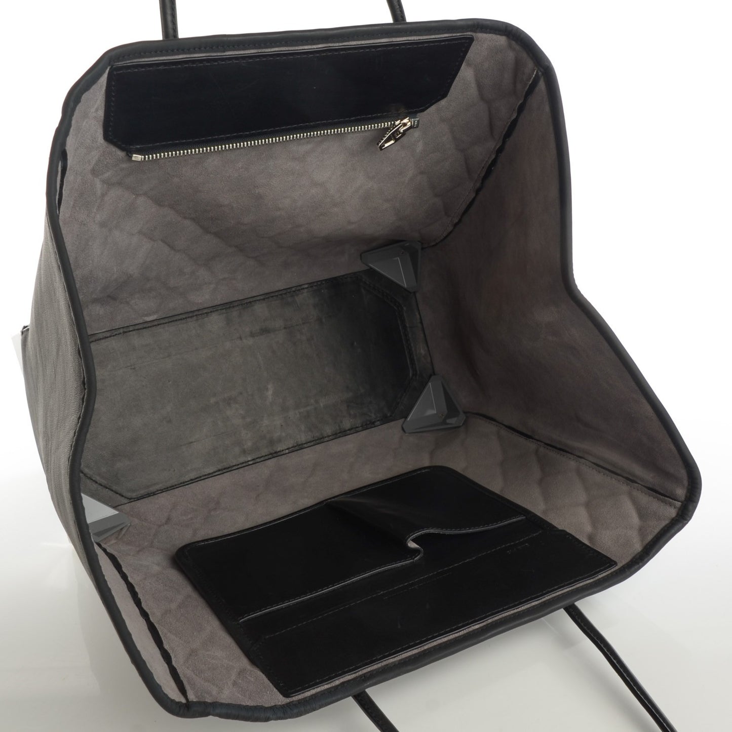 Lambskin Diamond Embossed Skeletal Tote Black