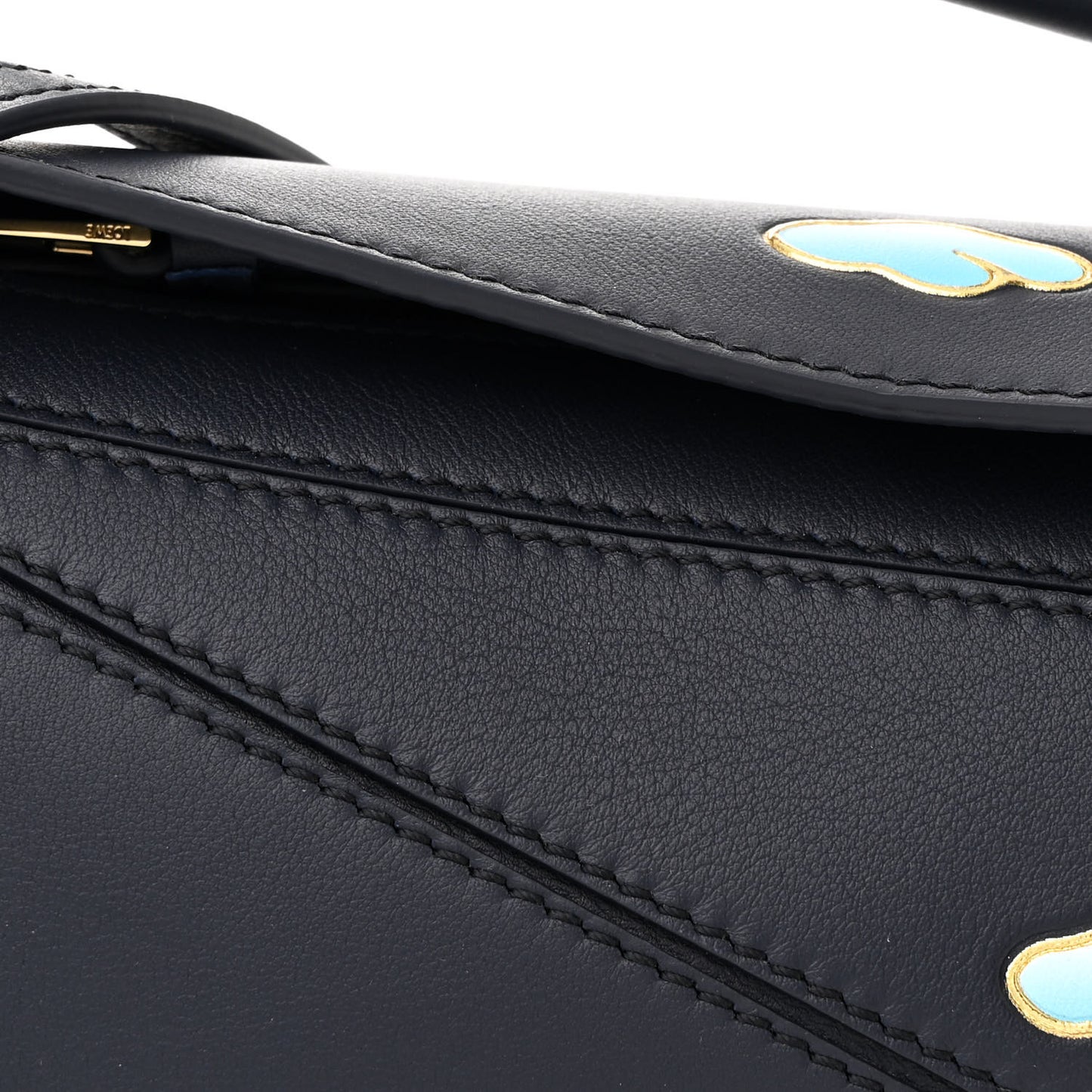 Calfskin New Year Mini Puzzle Bag Dark Ink