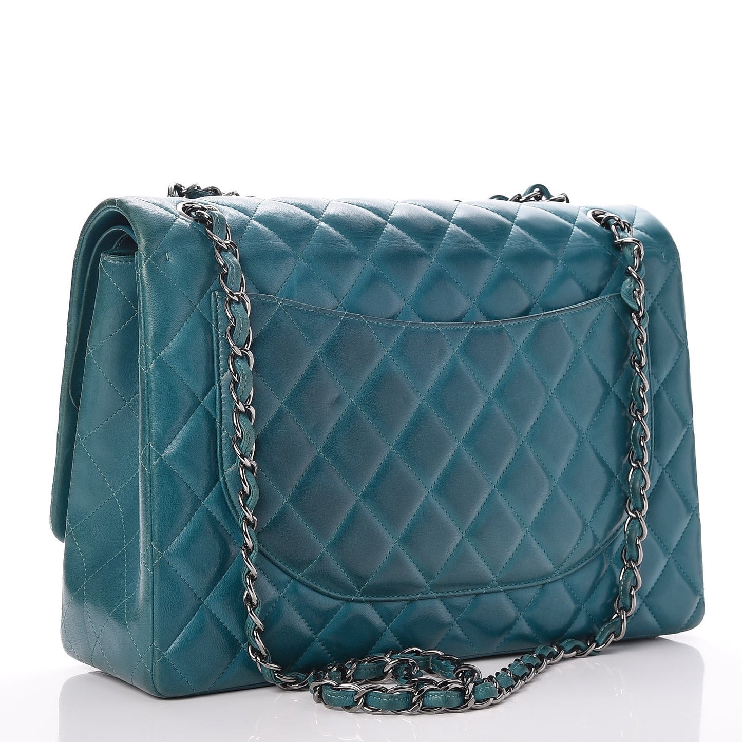 Lambskin Quilted Maxi Double Flap Turquoise