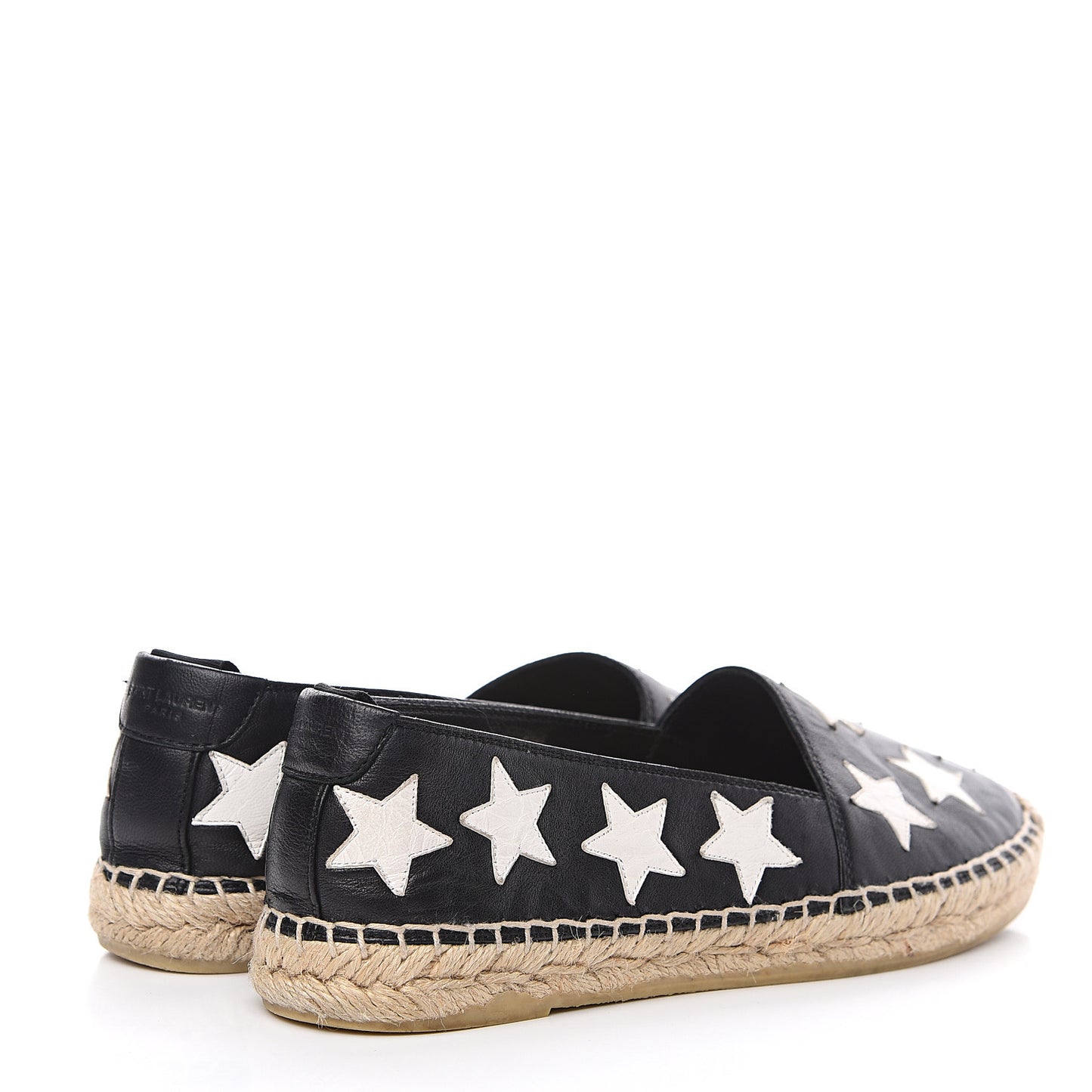 Nappa Embossed Star Print Espadrilles 35 Black Optic White