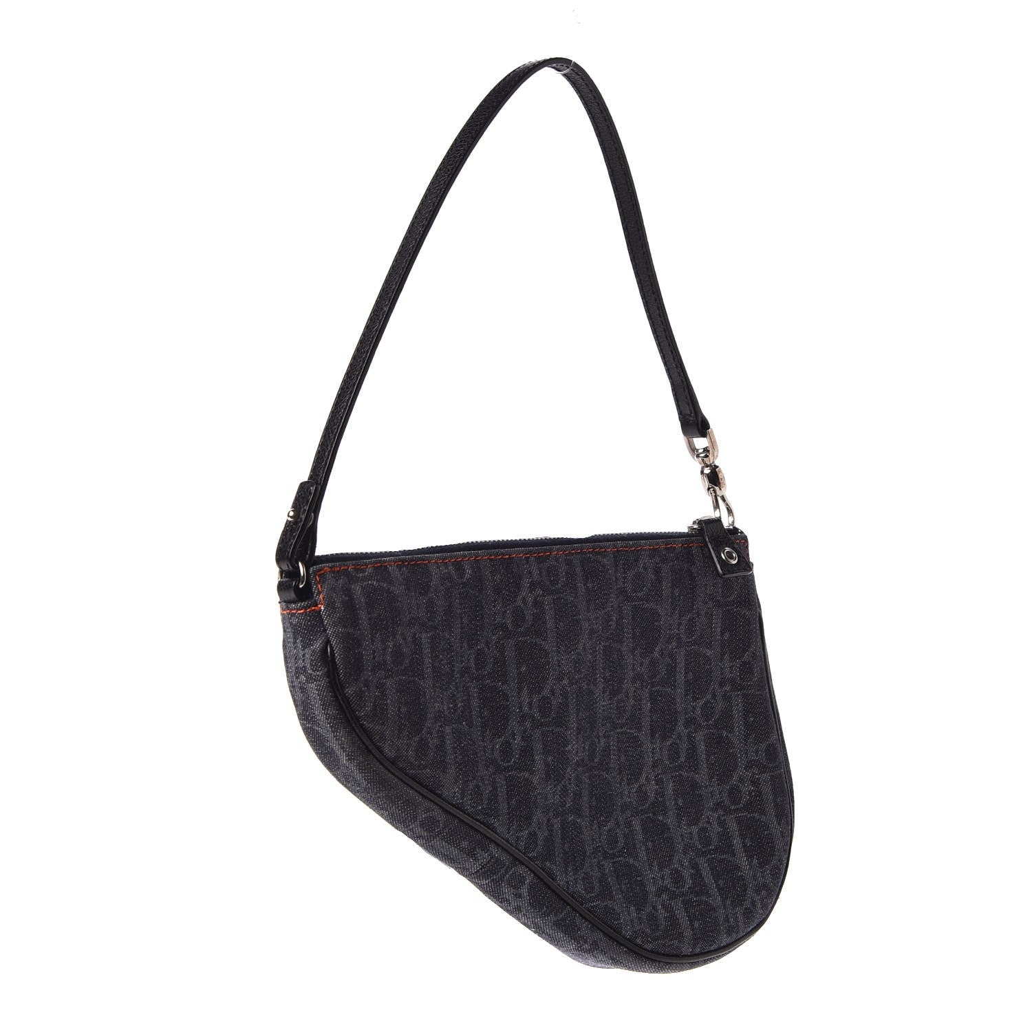Christian Dior Denim Monogram Mini Saddle Pochette Navy 3 of 8