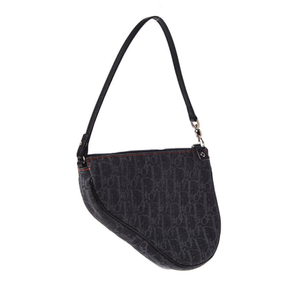Christian Dior Denim Monogram Mini Saddle Pochette Navy 3 of 8