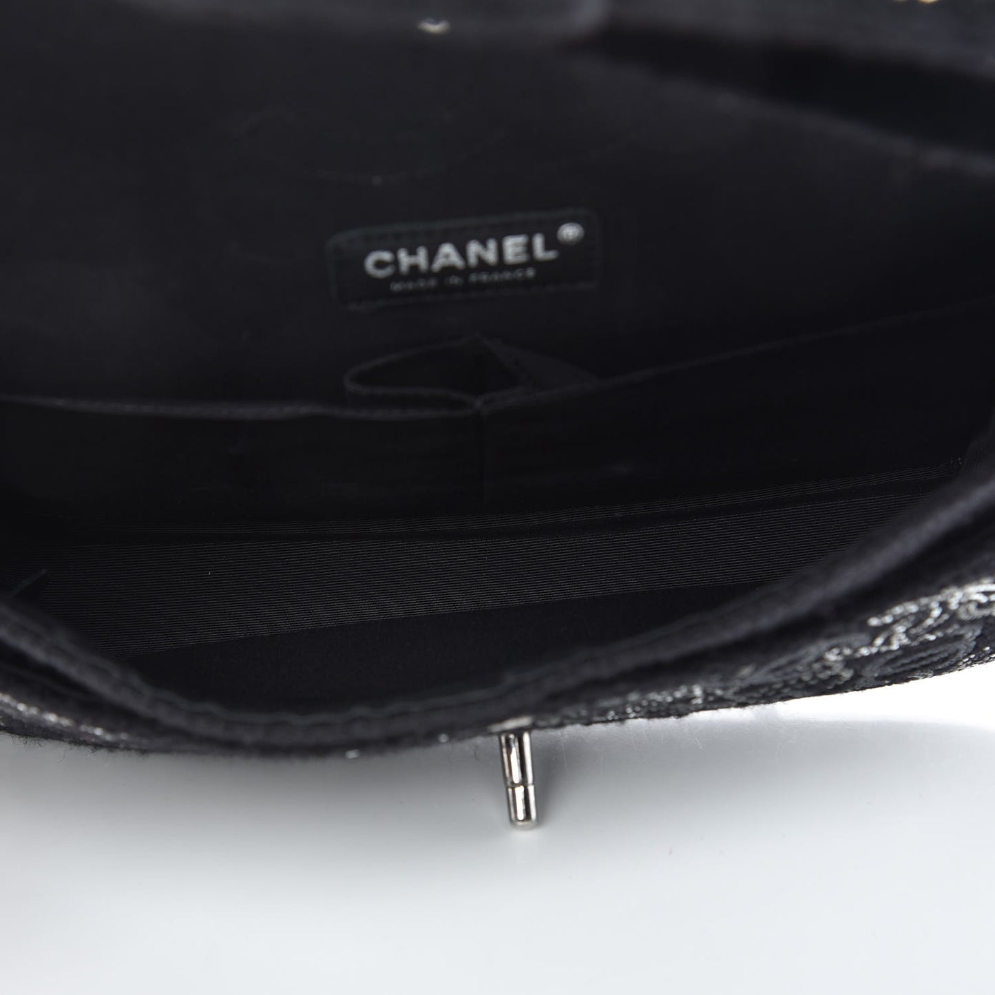 Tweed Strass Medium Pudong Double Flap Black