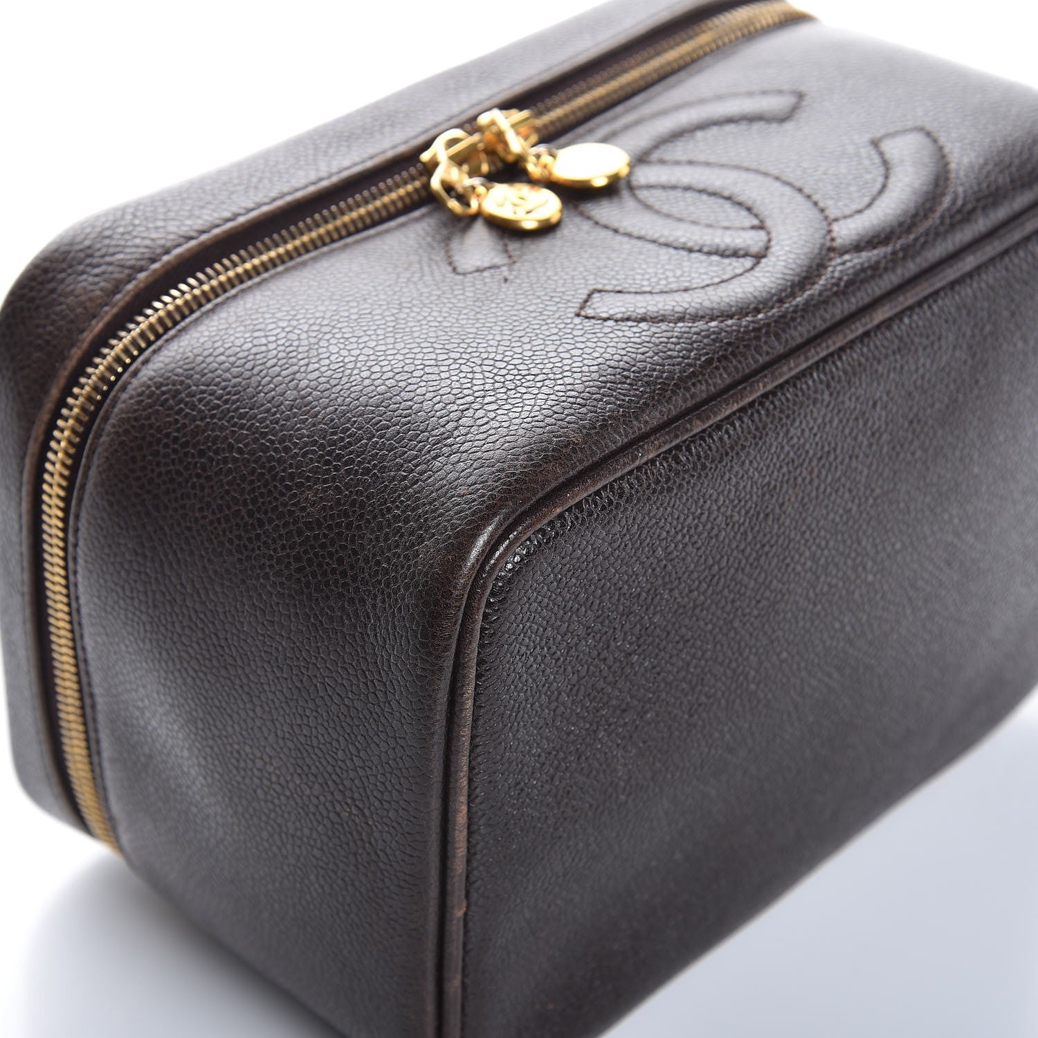 Chanel Caviar Vanity Cosmetic Case Brown 9 of 14