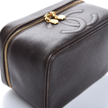 Chanel Caviar Vanity Cosmetic Case Brown 9 of 14