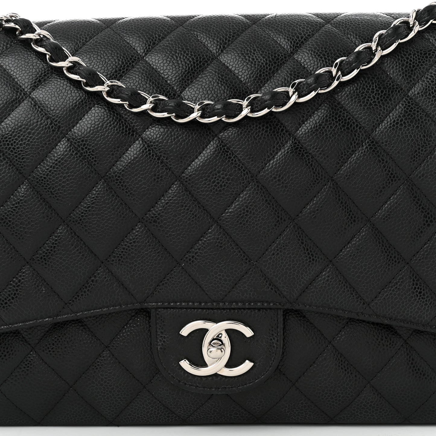Caviar Quilted Maxi Double Flap Black