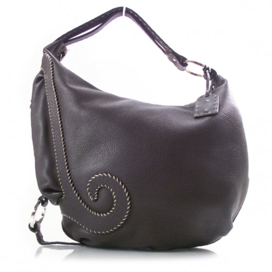Fendi Leather Selleria Biga Hobo Brown 1 of 8