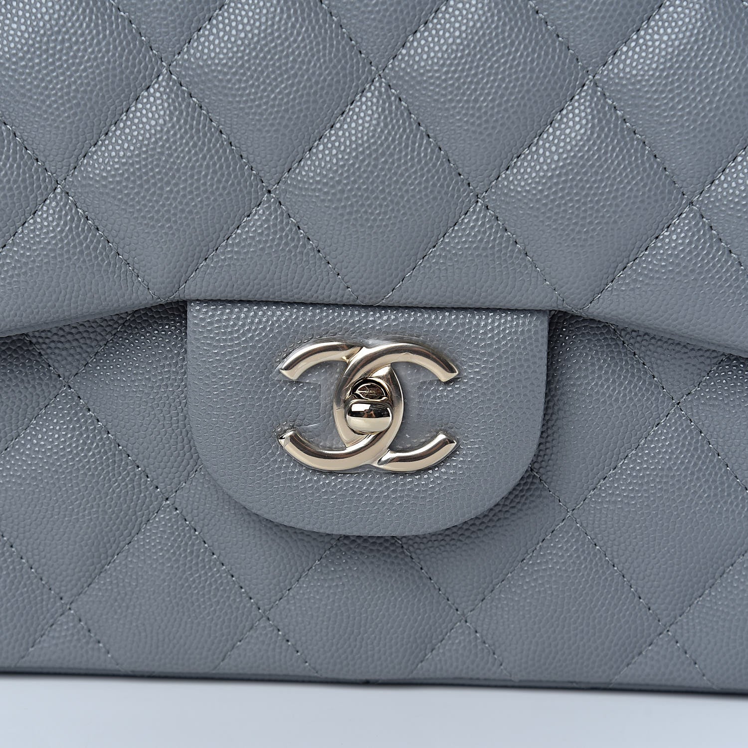 Chanel Caviar Quilted Jumbo Double Flap Grey 10 of 11