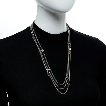 David Yurman Sterling Silver 14K Yellow Gold Logo Station Necklace 72" 5 of 5