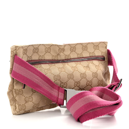 Gucci GG Monogram Web Double Pocket Belt Bag Pink 3 of 9