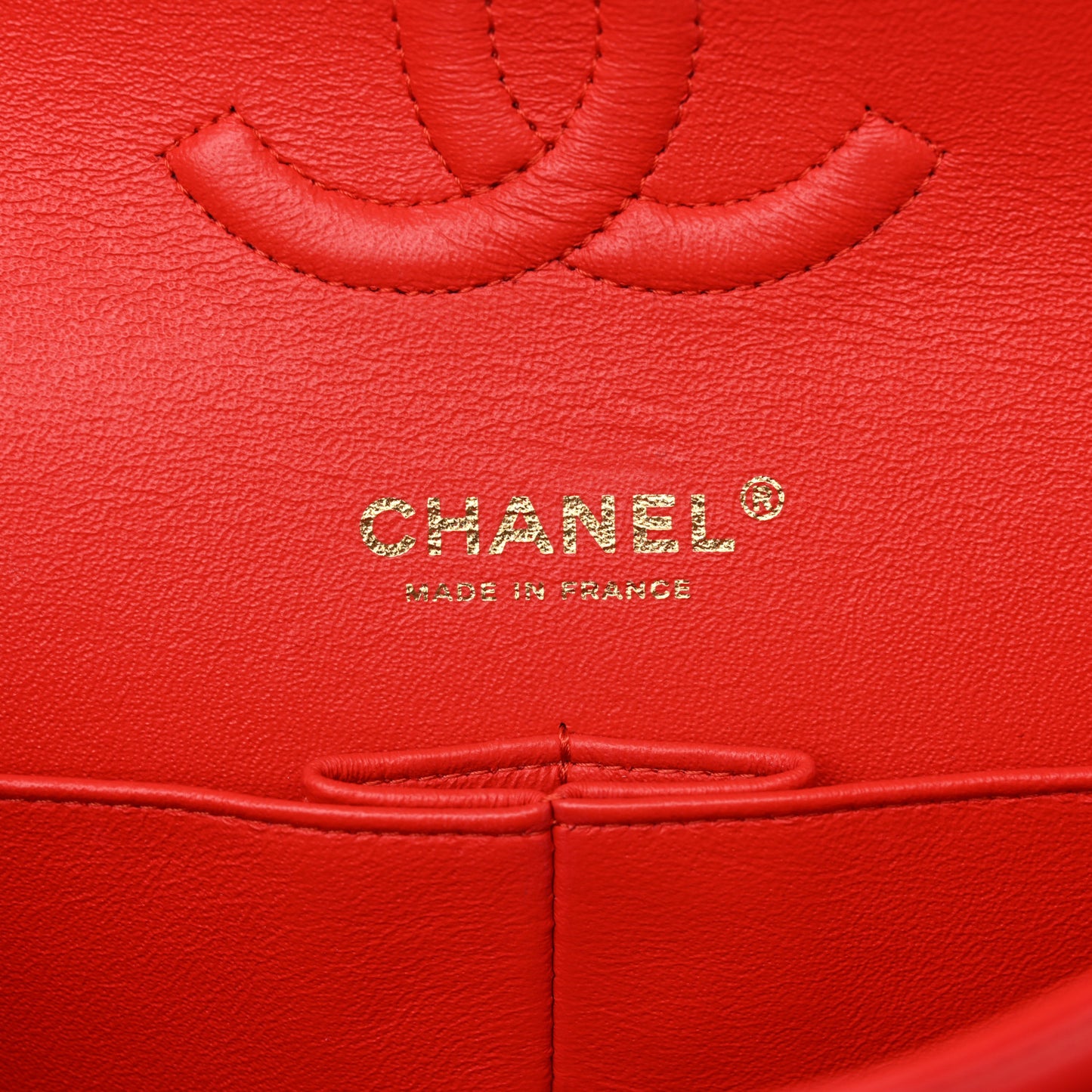 Lambskin Quilted Medium Double Flap Red