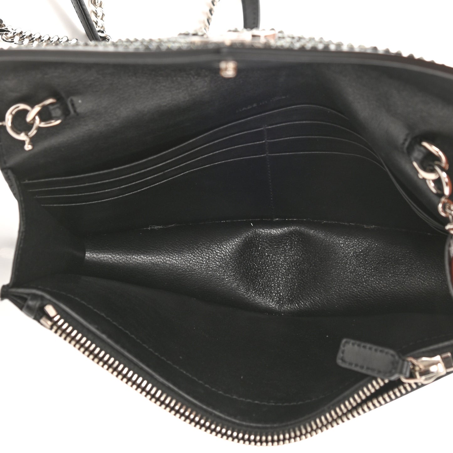 Calfskin Studded Monogram Envelope Chain Wallet Black