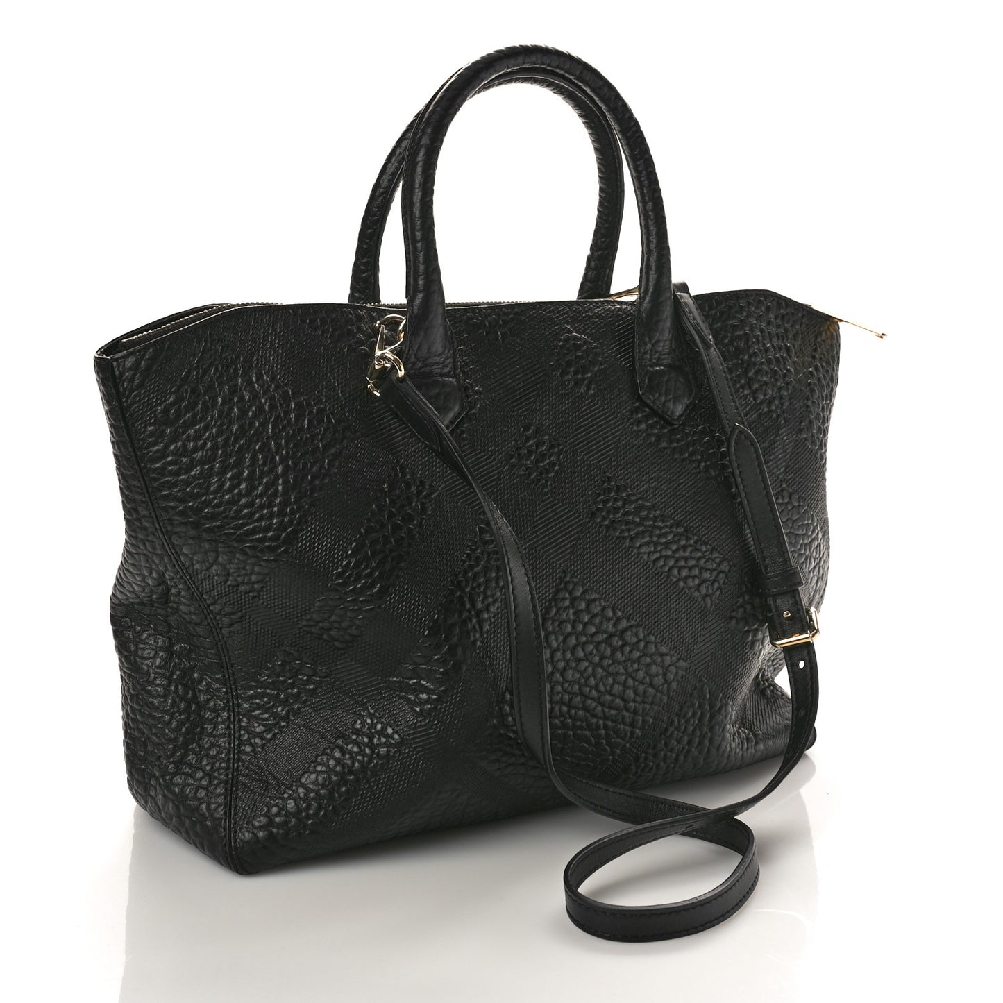 Heritage Grain Check Embossed Medium Dewsbury Tote Black
