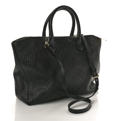 Burberry Heritage Grain Check Embossed Medium Dewsbury Tote Black 3 of 8