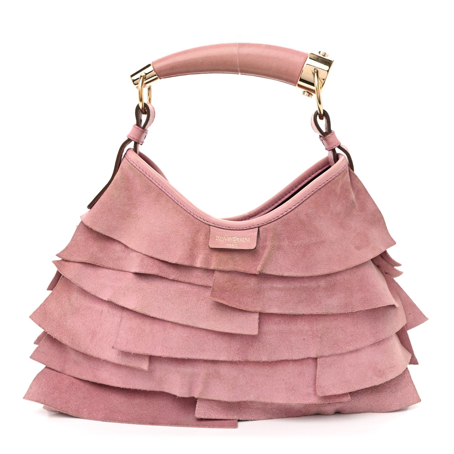 Saint Laurent Suede Ruffle Horn Saint Tropez Pink 1 of 10