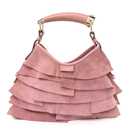 Saint Laurent Suede Ruffle Horn Saint Tropez Pink 1 of 10