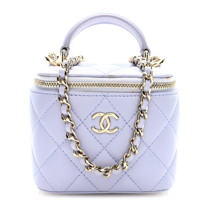 Chanel Lambskin Quilted Top Handle Mini Vanity Case With Chain Light Purple 1 of 11