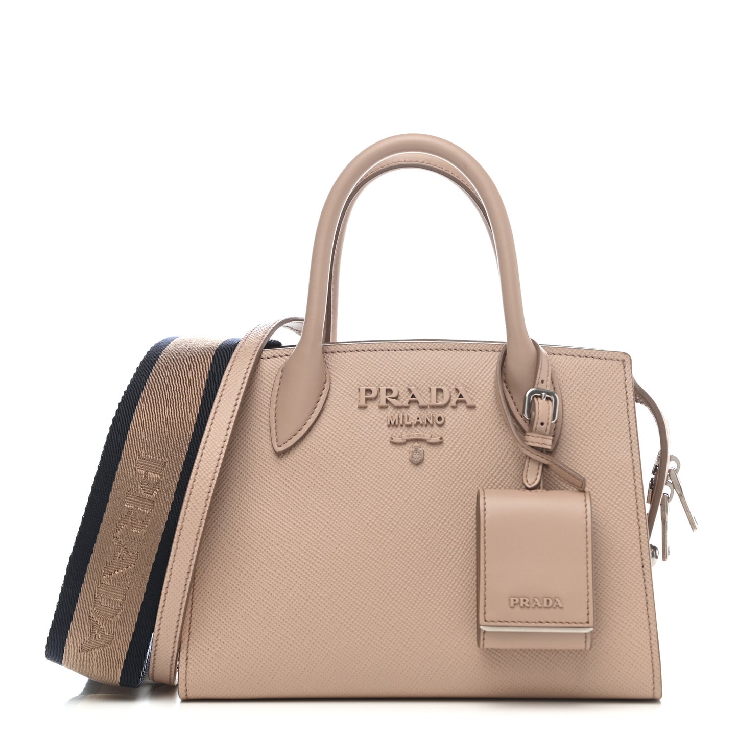 Saffiano Cuir Calfskin Mini Monochrome Top Handle Tote Cipria