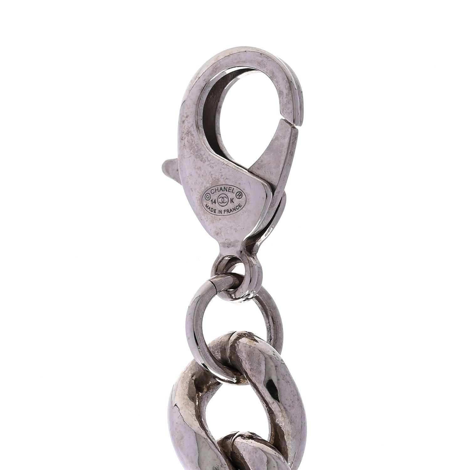 Chanel Resin CC Oversized Padlock Chain Necklace Silver Pearly White 6 of 6