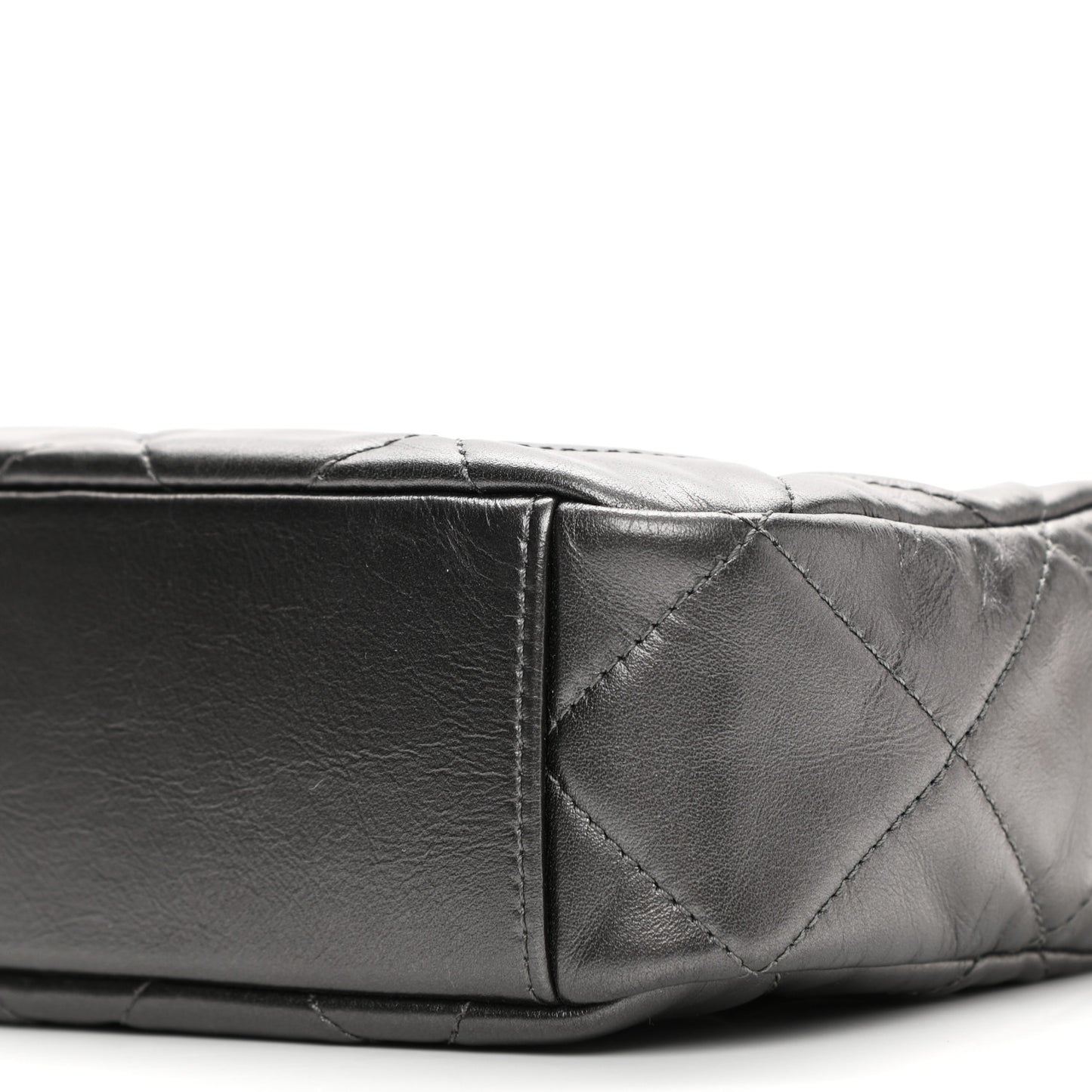 Metallic Calfskin Pearl Quilted CC Mini Camera Case Ruthenium